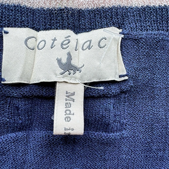 Cotelac two tone Knit Sweater Crew Neck Pullover Ribbed Trim Size 0 US size 4 - Picture 2 of 9